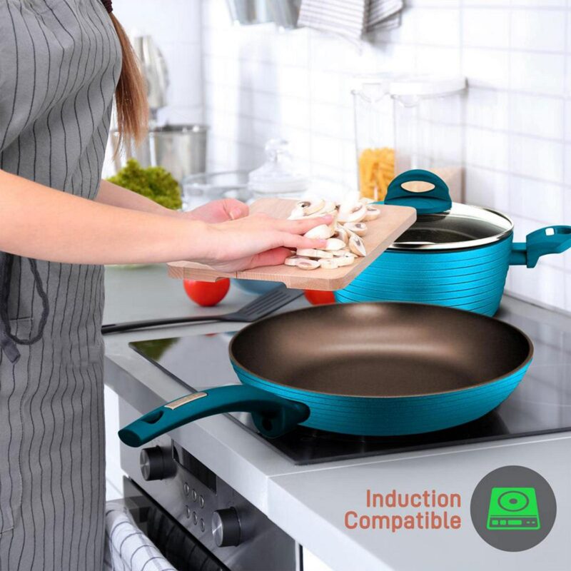 NutriChef 12 Piece Nonstick Home Cookware Set w/ Lids and Cool Touch Handles - Image 5