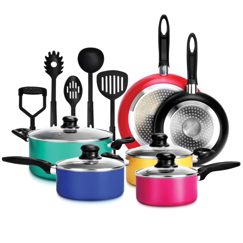 NutriChef 15 Piece Kitchenware Pots and Pans Non-Stick Cookware Set - Image 9