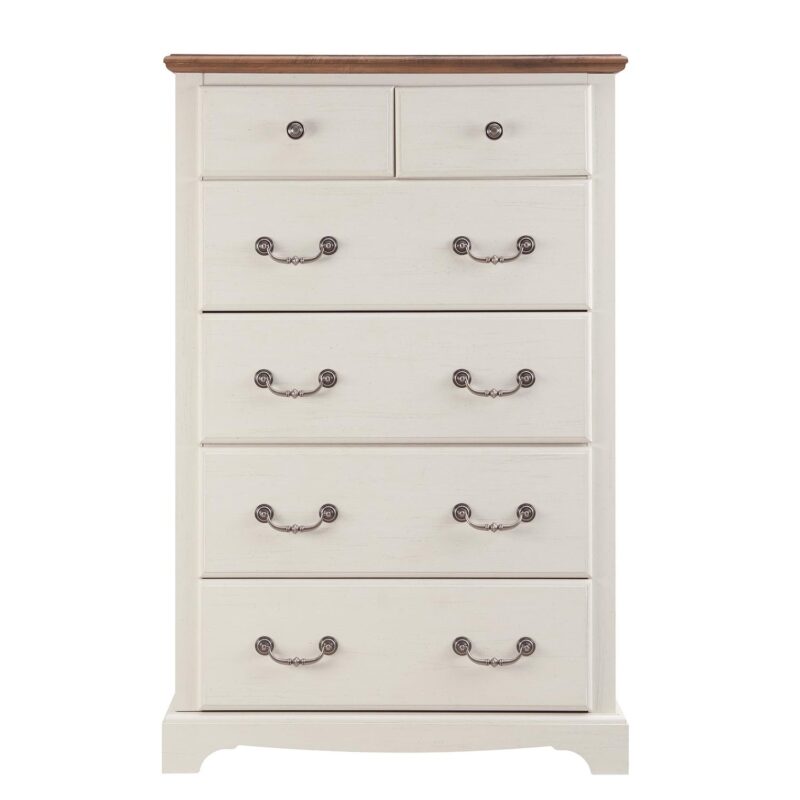 OKD 6 Drawer Dresser Chests for Bedroom , 48  Tall Chests Storage Cabinet, Farmhouse Wood Rustic Dresser for Bedroom, Living Room, Antique White - Image 5