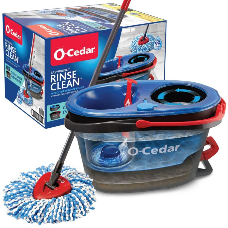 O-Cedar RinseCleana c Clean Water Spin Mop and Bucket System | Clean with Clean Water | Removes 99% of Bacteria