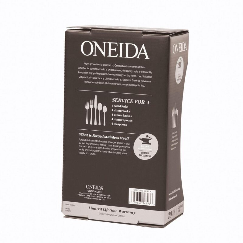 Oneida Harding 20-Piece Black Satin Stainless Steel Flatware Set (Service for 4) - Image 6