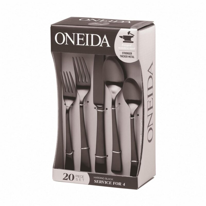 Oneida Harding 20-Piece Black Satin Stainless Steel Flatware Set (Service for 4) - Image 5