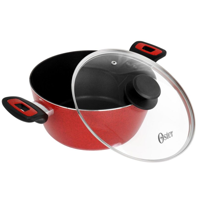 Oster 7 Piece Non Stick Aluminum Cookware Set in Red - Image 2
