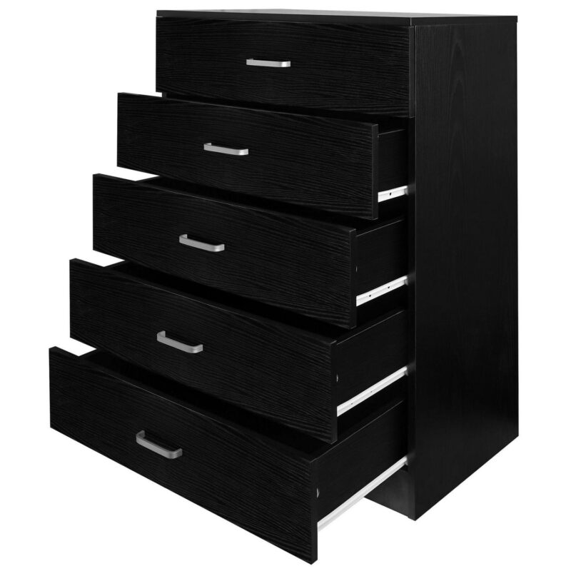 PAPROOS Black 5 Drawer Dresser, Chest of Drawers for Bedroom, Modern Storage Cabinet Dresser Organizer Unit with Handle for Living Room, Closet, Hallway, Nursery - Image 13