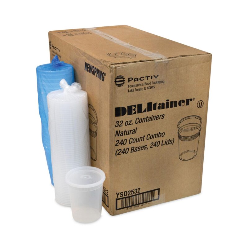 Pactiv Newspring DELItainer Microwavable Container, 32 oz, 4.55 Diameter x 5.55 h, Clear, Plastic, 240/Carton - Image 4