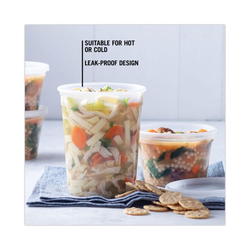 Pactiv Newspring DELItainer Microwavable Container, 32 oz, 4.55 Diameter x 5.55 h, Clear, Plastic, 240/Carton - Image 6