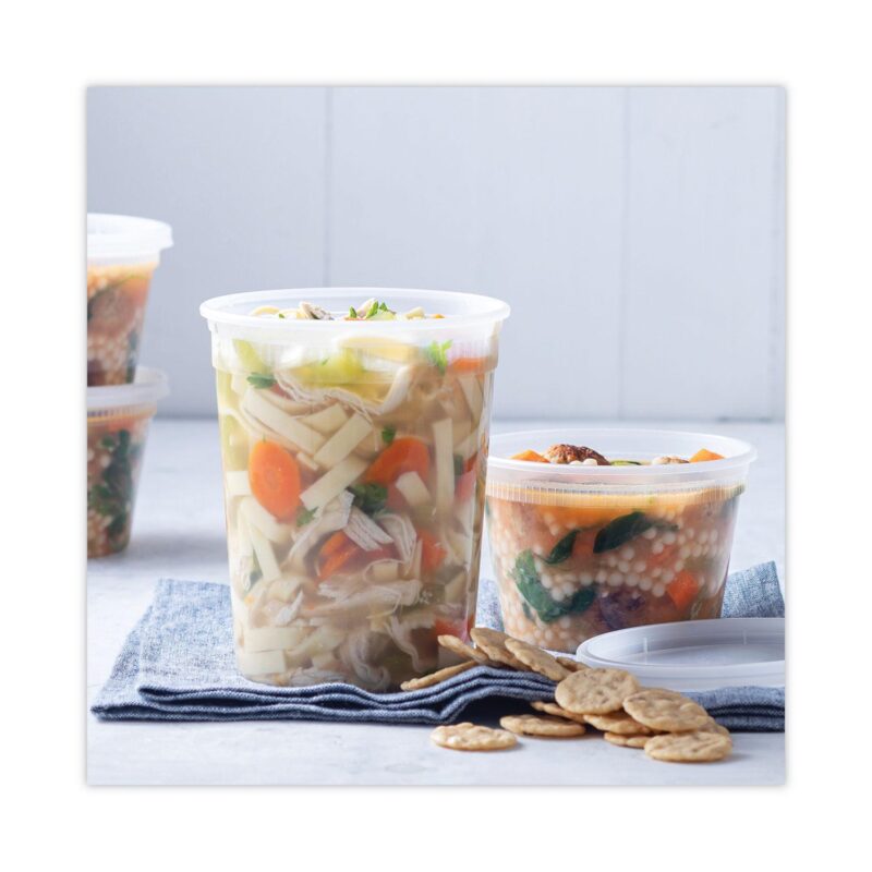 Pactiv Newspring DELItainer Microwavable Container, 32 oz, 4.55 Diameter x 5.55 h, Clear, Plastic, 240/Carton - Image 5