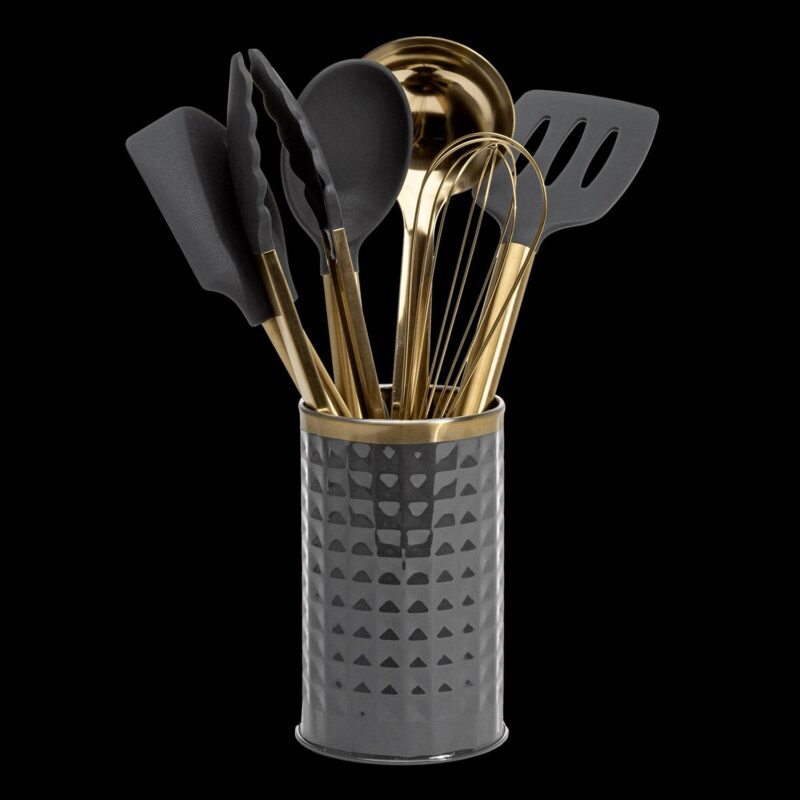 Paris Hilton 7-Piece Cooking Utensils Set, Silicone and Stainless Steel, Gray