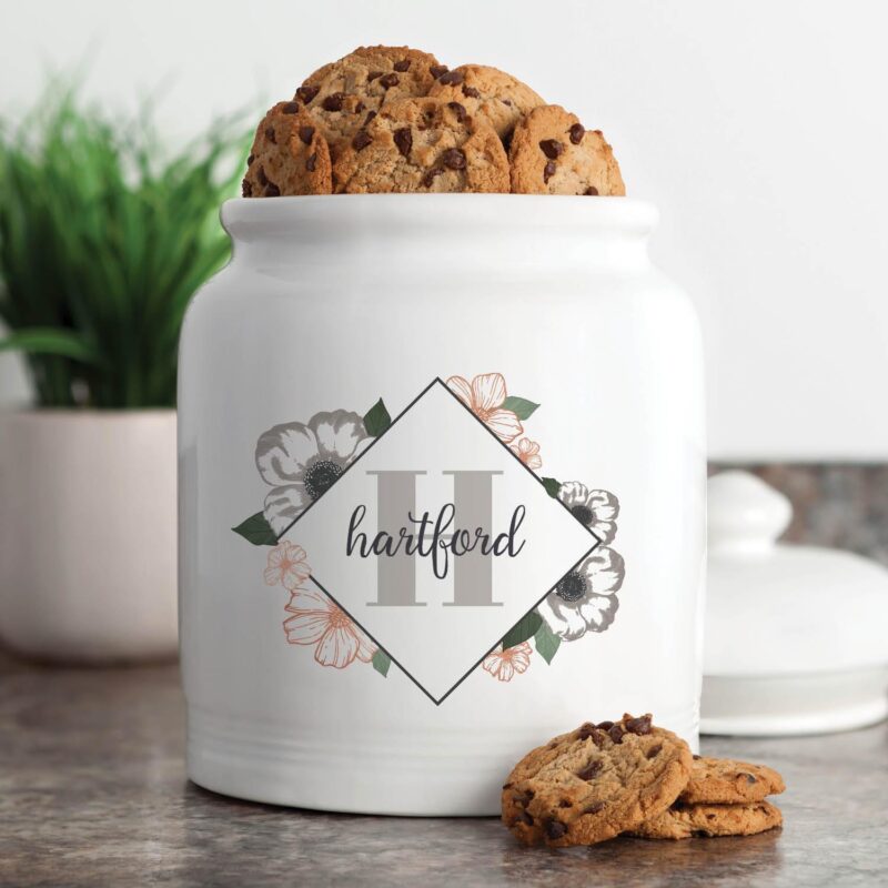 Personalized Name and Initial Floral Cookie Jar - Image 2
