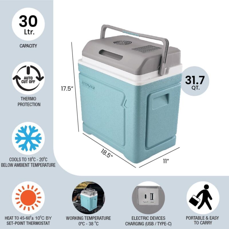 Pinnacle Thermoware Electric Cooler a Large 30L Portable Cooler for Hot and Cold Drinks and Food a 12v Travel Cooler for Car, Camper, RV, Van a Plug-In Cooler Refrigerator for Travel, Fishing, Hunting - Image 9