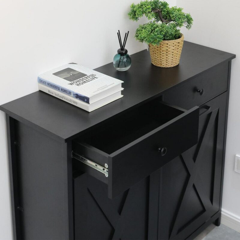 Pirecart 20 Gallon Double Tilt Out Trash Cabinet Wood Hidden Storage Cabinet, Recycling Cabinet with 2 Drawers - Image 7