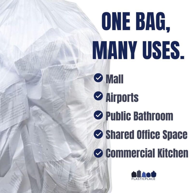 Plasticplace 40-45 Gallon High Density Trash Bags, 250 Count, Clear - Image 4