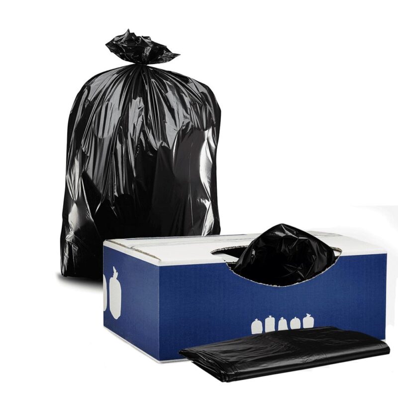 Plasticplace 55-60 Gallon Heavy Duty Trash Bags, Black, 1.5 Mil (100 Count)