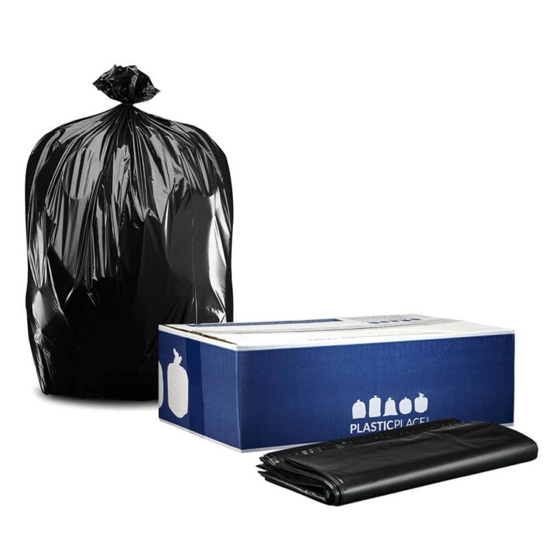 Plasticplace 65 Gallon Extra Heavy Duty Trash Bags, 50 Count, Black
