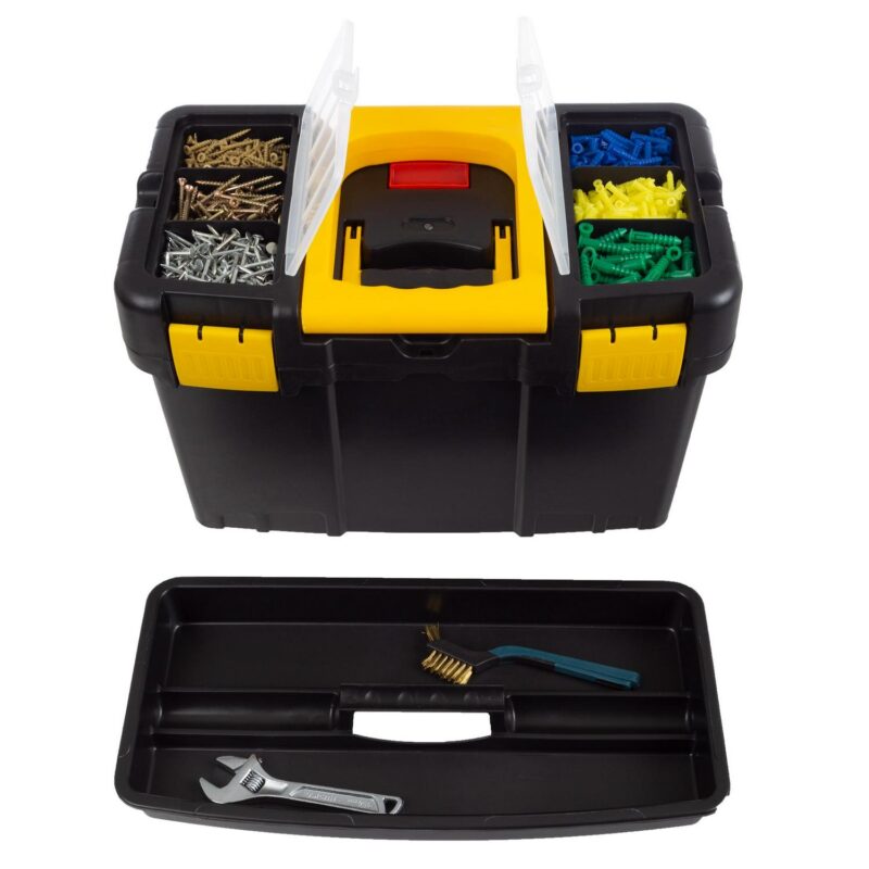 Portable Tool Box with Wheels - Stackable 2-in-1 Tool Chest - Foldable Comfort Handle and Tough Latches on the Mobile Tool Box by Stalwart - Image 7