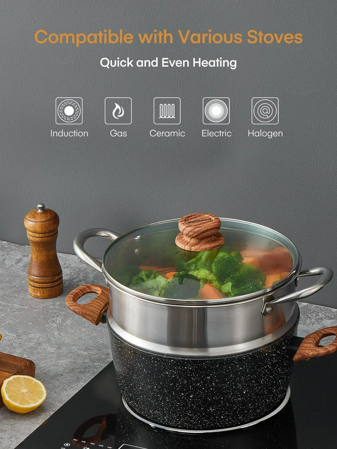 Pots and Pans Set with Lids 15 Pcs, Aluminum Nonstick Induction Cookware Sets 4 Pots and Pans Set with Lids 15 Pcs, Aluminum Nonstick Induction Cookware Sets - Image 4