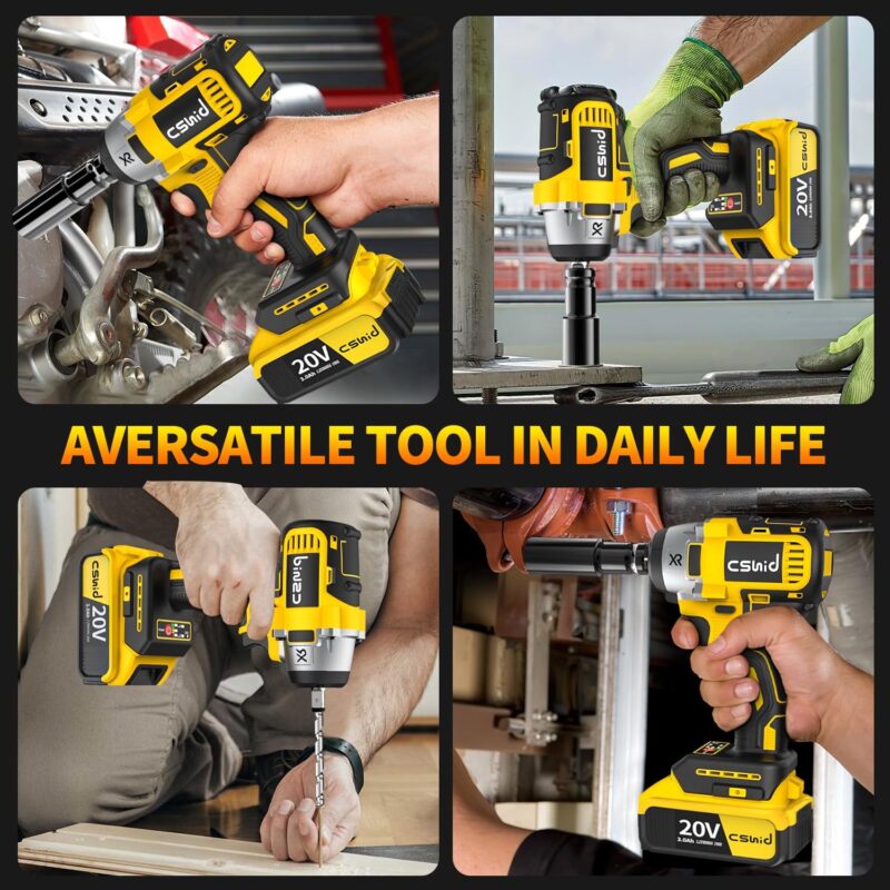 Power Cordless Impact Wrench 1/2 , 20V Impact Brushless Motor with 2 x 3.0A Batteries, 2-Mode Speed and Max Torque 280 ft lbs (380N.m), Power Impact Wrench with 5 Sockets,8 Drill,6 Screws for Home Car - Image 8