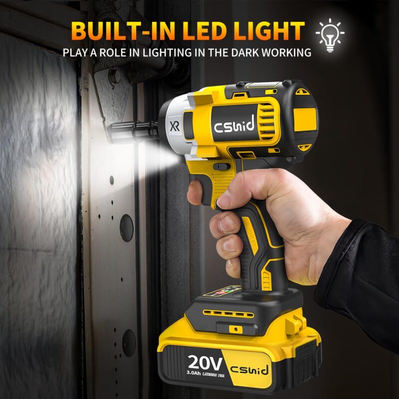 Power Cordless Impact Wrench 1/2 , 20V Impact Brushless Motor with 2 x 3.0A Batteries, 2-Mode Speed and Max Torque 280 ft lbs (380N.m), Power Impact Wrench with 5 Sockets,8 Drill,6 Screws for Home Car - Image 5