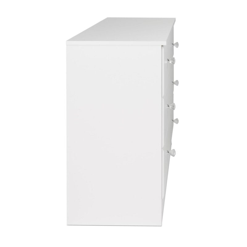 Prepac Astrid 6 Drawer Wooden Dresser with Crystal Knobs, 16  x 47.25  x 28.25 , White - Image 4