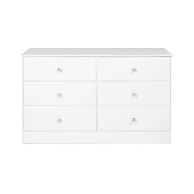 Prepac Astrid 6 Drawer Wooden Dresser with Crystal Knobs, 16  x 47.25  x 28.25 , White - Image 7