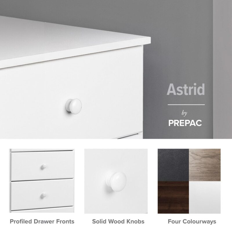 Prepac Astrid Tall White Dresser: 16.5 D x 19.75 W x 50 H, 6-Drawer Chest for Bedroom by Prepac - Perfect Chest of Drawers for Ample Storage - Image 7