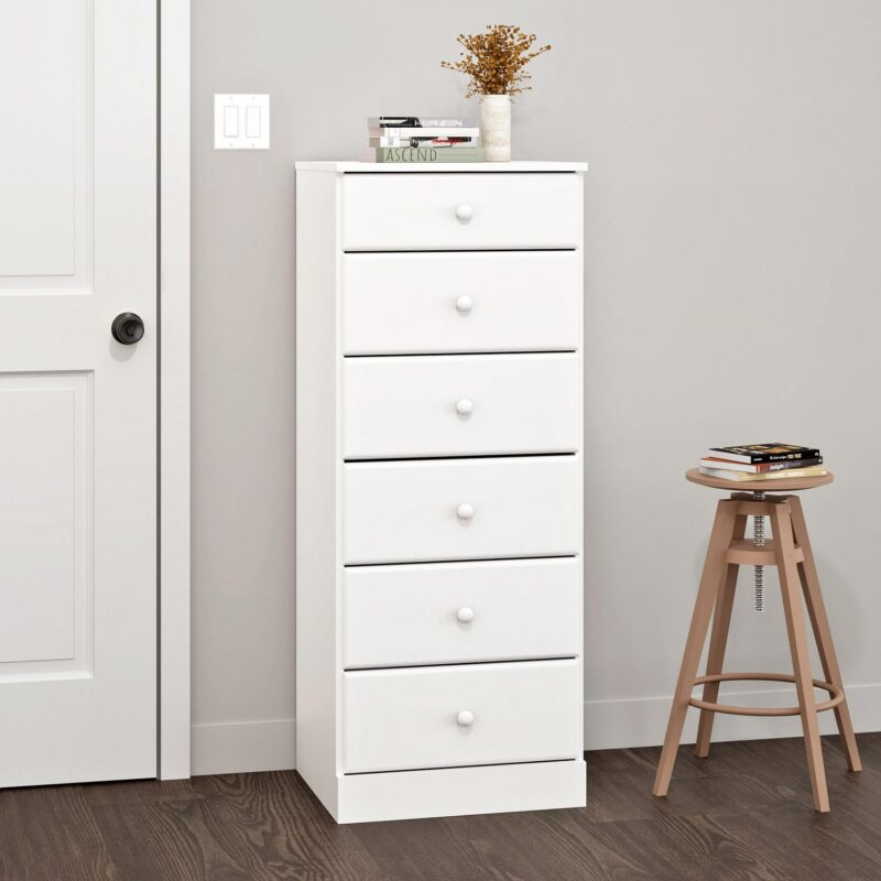 Prepac Astrid Tall White Dresser: 16.5 D x 19.75 W x 50 H, 6-Drawer Chest for Bedroom by Prepac - Perfect Chest of Drawers for Ample Storage - Image 6