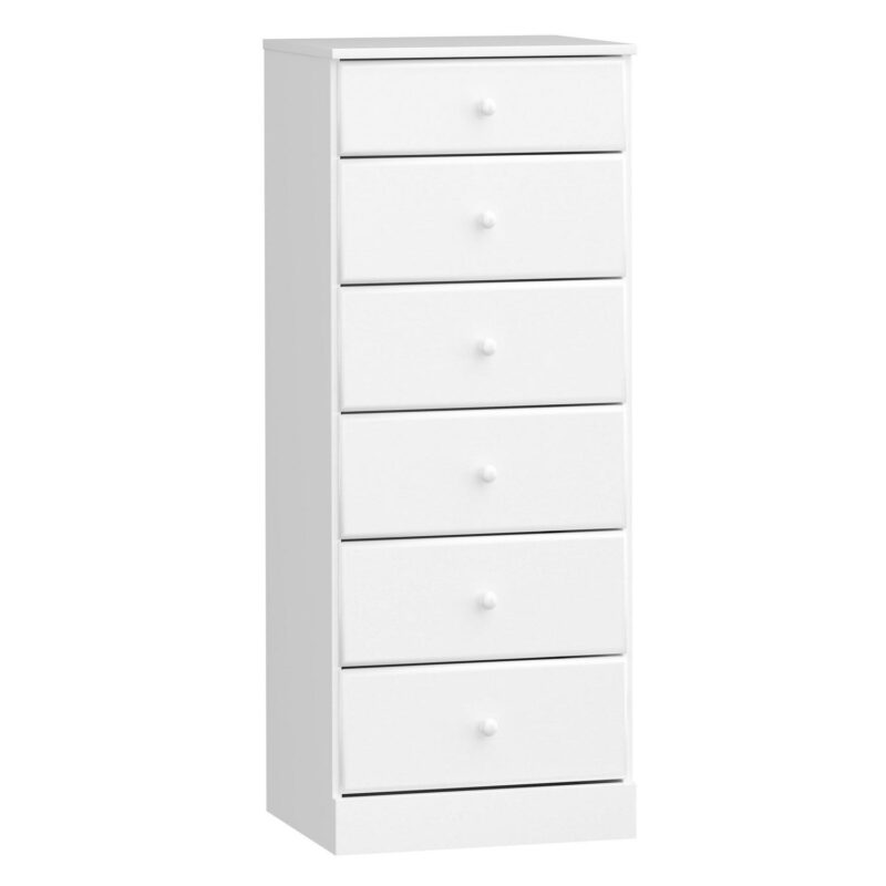 Prepac Astrid Tall White Dresser: 16.5 D x 19.75 W x 50 H, 6-Drawer Chest for Bedroom by Prepac - Perfect Chest of Drawers for Ample Storage
