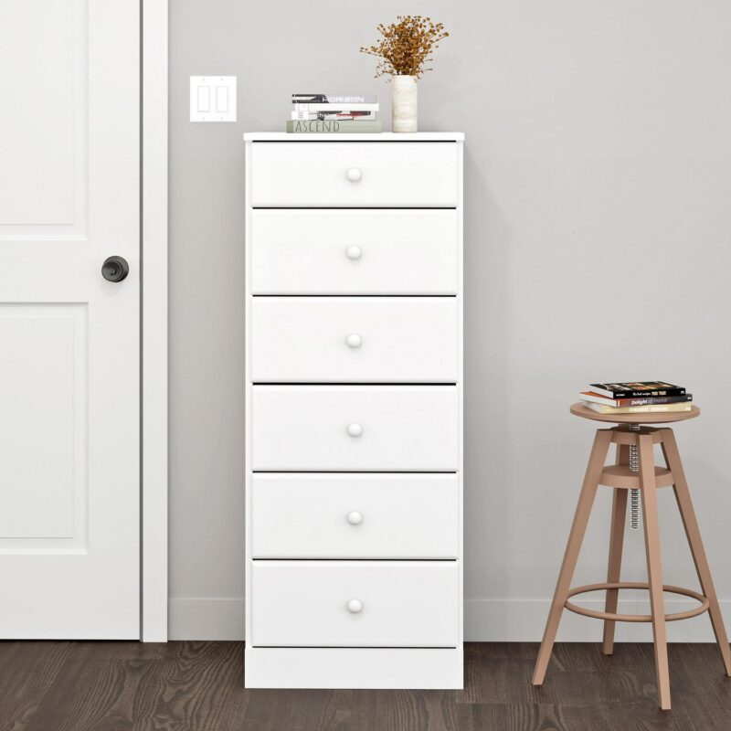 Prepac Astrid Tall White Dresser: 16.5 D x 19.75 W x 50 H, 6-Drawer Chest for Bedroom by Prepac - Perfect Chest of Drawers for Ample Storage - Image 5