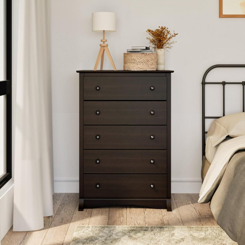 Prepac Fremont Espresso 5-Drawer Chest Dresser for Bedroom for Kids and Adults, 17.75 Dx31.5 Wx44.75 H - Image 6
