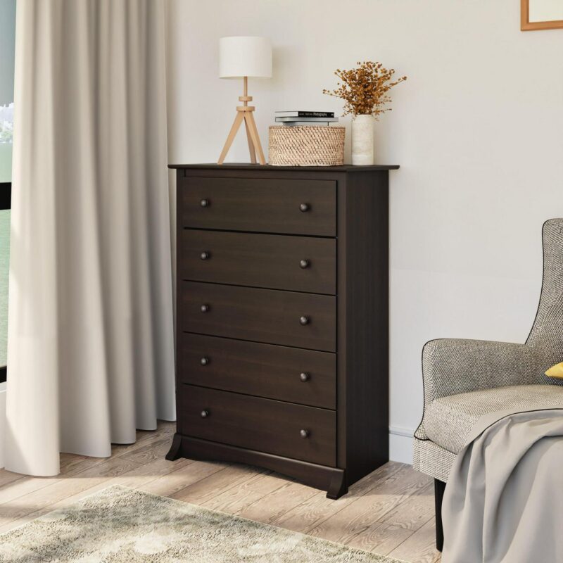 Prepac Fremont Espresso 5-Drawer Chest Dresser for Bedroom for Kids and Adults, 17.75 Dx31.5 Wx44.75 H - Image 5