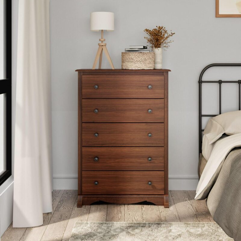 Prepac Monterey Transitional 5-Drawer Dresser, Cherry - Image 4
