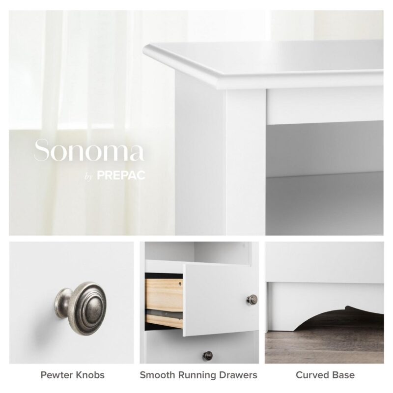 Prepac Sonoma Superior 5-Drawer Chest for Bedroom - Spacious and Stylish Chest of Drawers, Measuring 17.75 D x 31.5 W x 44.75 H, In White Finish - Image 7