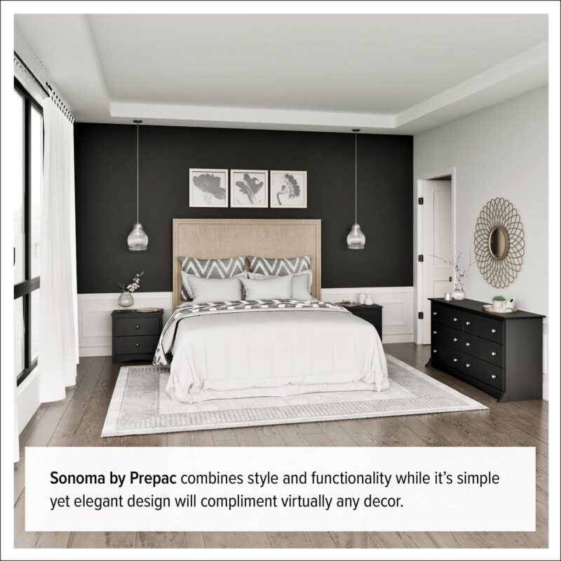 Prepac Sonoma Superior 5-Drawer Chest for Bedroom - Spacious and Stylish Chest of Drawers, Measuring 17.75 D x 31.5 W x 44.75 H, In Black Finish - Image 9
