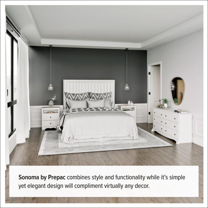 Prepac Sonoma Superior 5-Drawer Chest for Bedroom - Spacious and Stylish Chest of Drawers, Measuring 17.75 D x 31.5 W x 44.75 H, In White Finish - Image 9