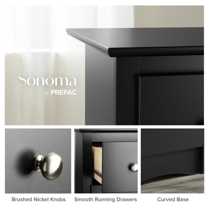 Prepac Sonoma Superior 5-Drawer Chest for Bedroom - Spacious and Stylish Chest of Drawers, Measuring 17.75 D x 31.5 W x 44.75 H, In Black Finish - Image 7