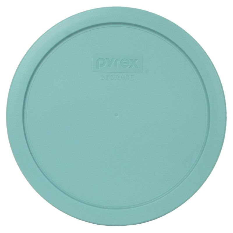 Pyrex (4) 7203 7-Cup Clear Glass Storage Bowls and (4) 7402-PC Turquoise Plastic Lids - Image 2