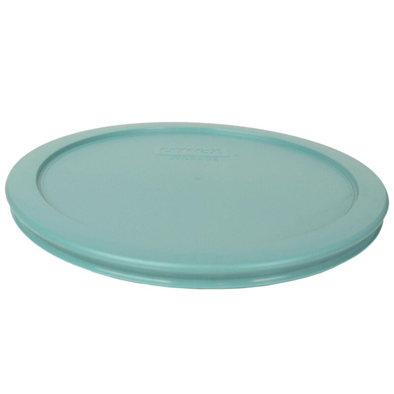 Pyrex (4) 7203 7-Cup Clear Glass Storage Bowls and (4) 7402-PC Turquoise Plastic Lids - Image 3