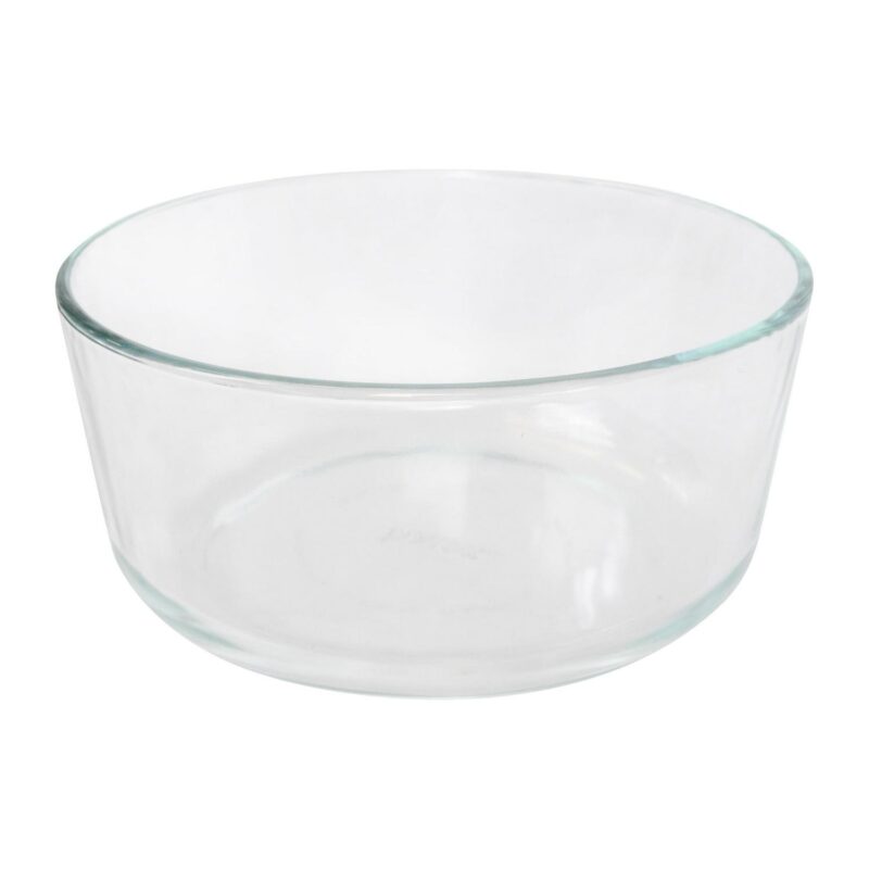 Pyrex (4) 7203 7-Cup Glass Food Storage Bowls and (4) 7402-PC Loring Pink Plastic Lids - Image 2
