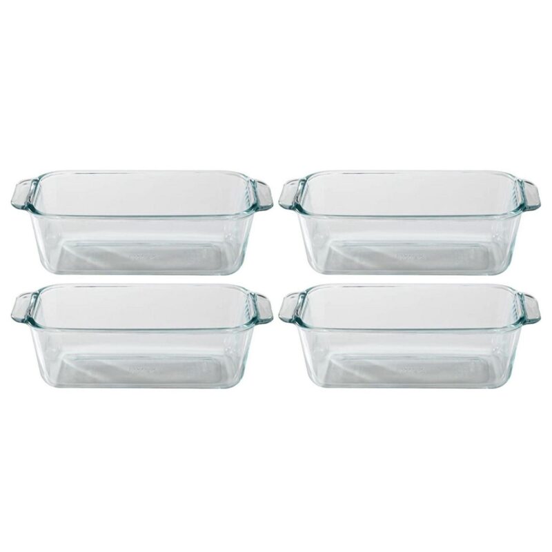 Pyrex Basics 1.5 qt Clear Glass Loaf Food Storage Baking Dish (4-Pack)