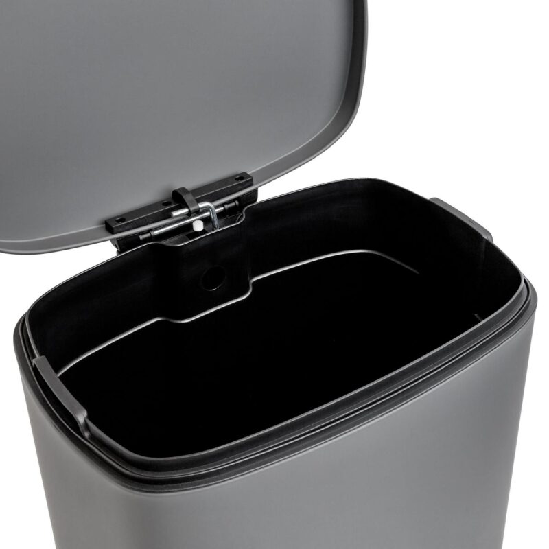 Qualiazero 13.2 Gallon and 3.2 Gallon Trash Can Combo, Rectangular Shape Step Can Combo - Matte Gray - Image 2