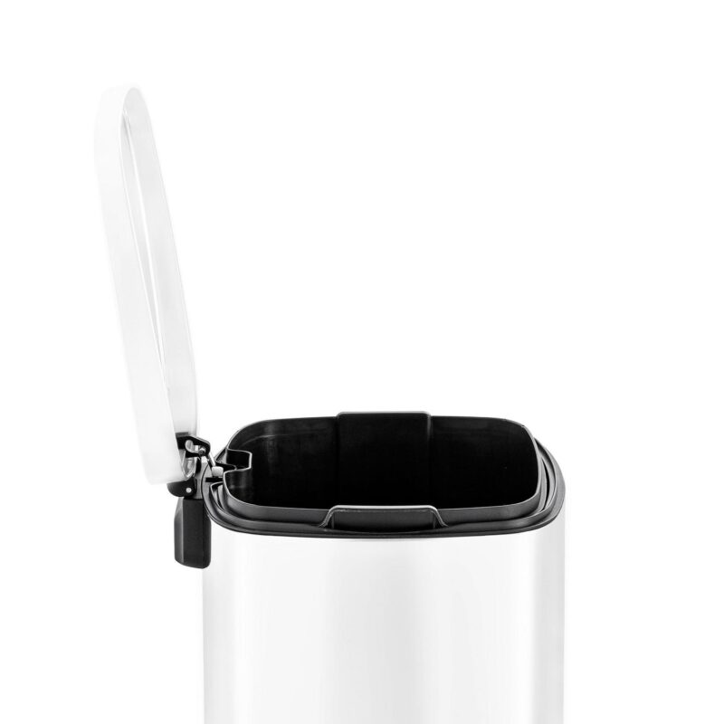 Qualiazero 13.2 Gallon Trash Can, Rectangular Step On Kitchen Trash Can, White - Image 2