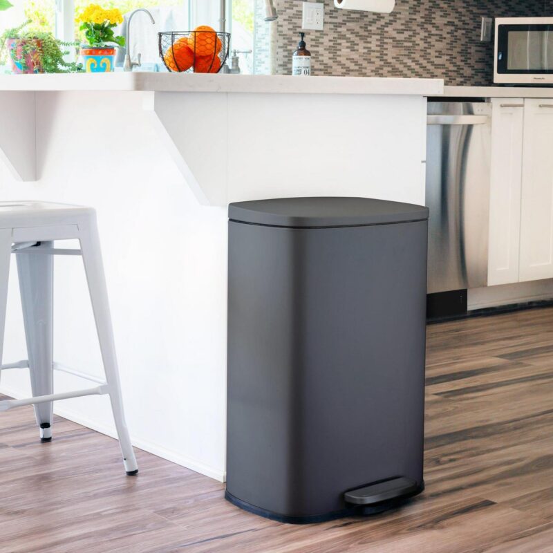Qualiazero 13.2 Gallon and 3.2 Gallon Trash Can Combo, Rectangular Shape Step Can Combo - Matte Gray - Image 8