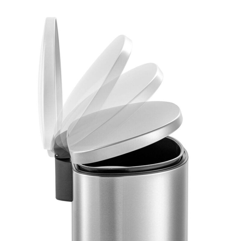 Qualiazero 13.2 Gallon Trash Can, D-Shape Step On Kitchen Trash Can, Stainless Steel - Image 4