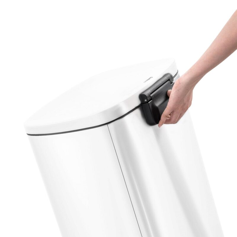 Qualiazero 13.2 Gallon Trash Can, Rectangular Step On Kitchen Trash Can, White - Image 4