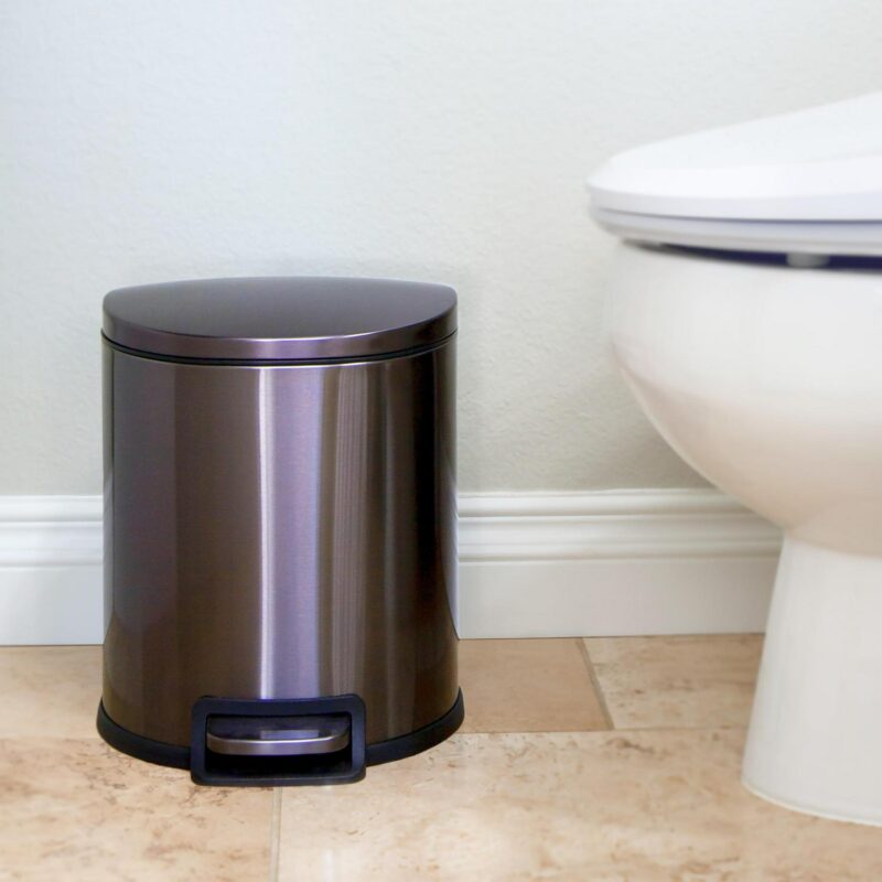 Qualiazero 13.2 and 1.6 Gallon Trash Can Combo, D-Shape Step On Kitchen and Bathroom Trash Can, Black Stainless Steel - Image 11