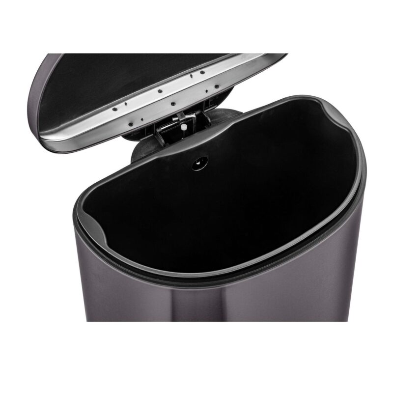 Qualiazero 13.2 and 1.6 Gallon Trash Can Combo, D-Shape Step On Kitchen and Bathroom Trash Can, Black Stainless Steel - Image 4