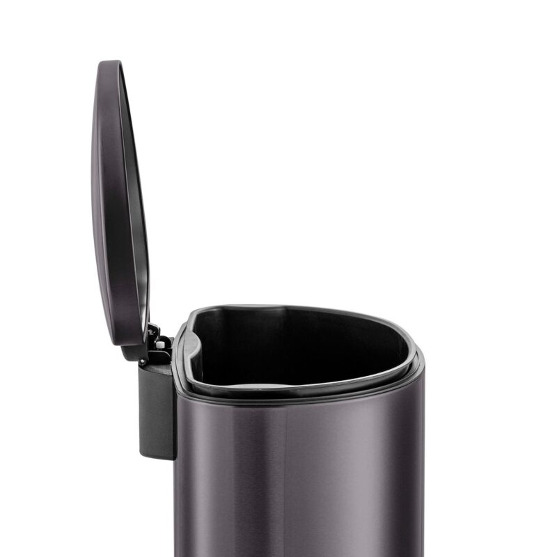 Qualiazero 13.2 and 1.6 Gallon Trash Can Combo, D-Shape Step On Kitchen and Bathroom Trash Can, Black Stainless Steel - Image 5