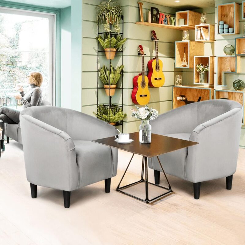 Renwick Modern Upholstered Tub Chair, Set of 2, Gray Velvet