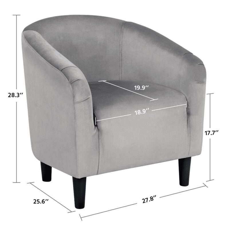 Renwick Modern Upholstered Tub Chair, Set of 2, Gray Velvet - Image 7
