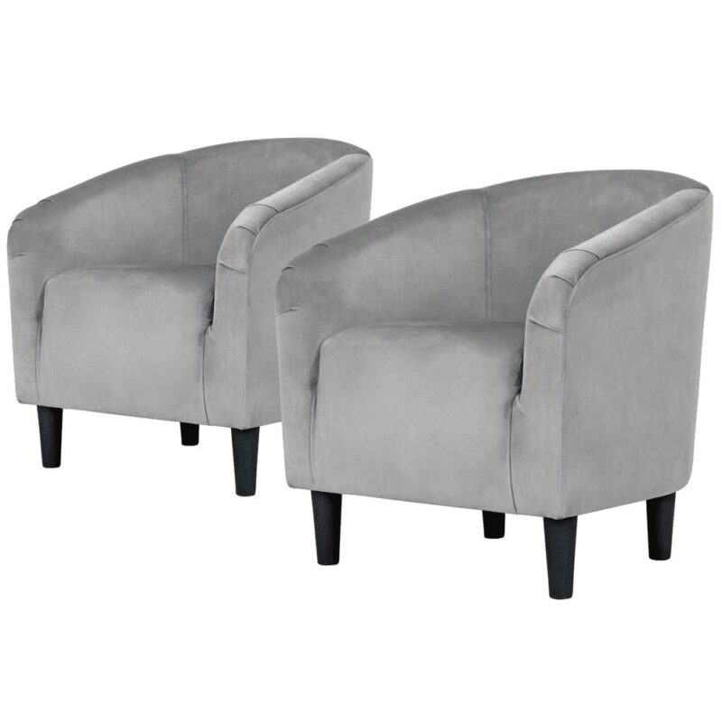 Renwick Modern Upholstered Tub Chair, Set of 2, Gray Velvet - Image 6